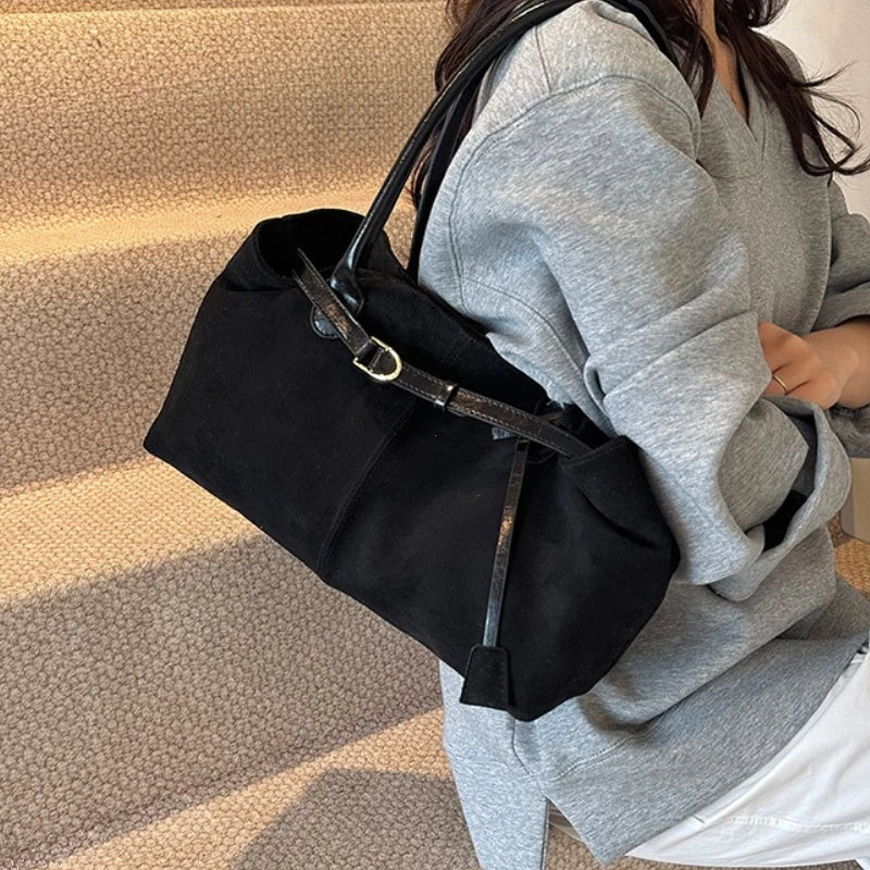 Autumn Winter Women's Suede Underarm Tote Bag