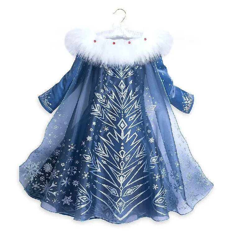 Girls Elsa Princess Dress Snow Queen Costume