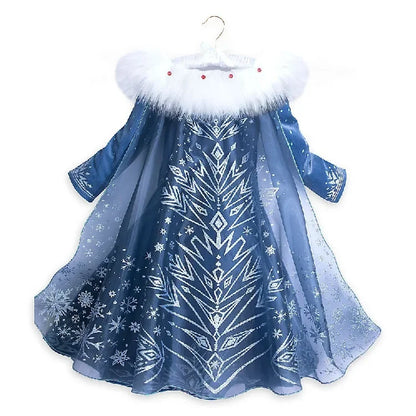 Girls Elsa Princess Dress Snow Queen Costume
