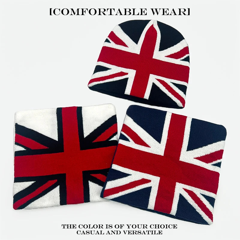 Union Jack Jacquard Beanie Hat – Unisex Streetwear Knit Cap