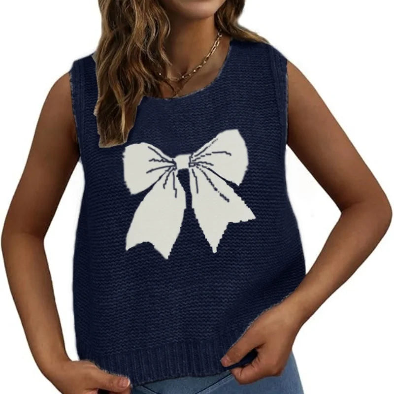 Bow Knot Knit Sweater Vest for Women