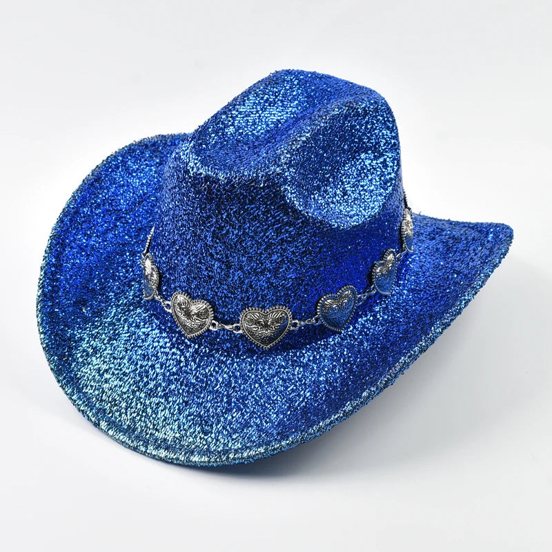 Glitter Cowboy Hat with Rhinestone Chain – Unisex Party Hat