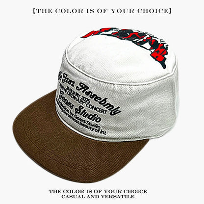 Retro Flat Brim Baseball Cap – Letter Embroidery Unisex Hat