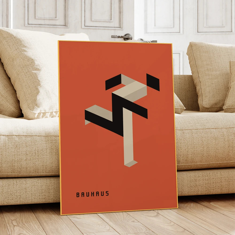 Bauhaus Running Man Canvas Wall Art – Geometric Abstract Print