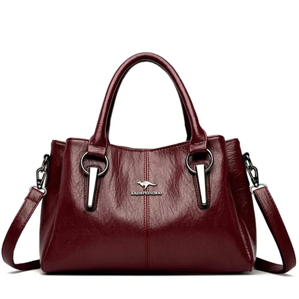 Leather Shoulder Bag – Women's Luxury 3-Layer Crossbody