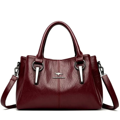 Leather Shoulder Bag – Women's Luxury 3-Layer Crossbody