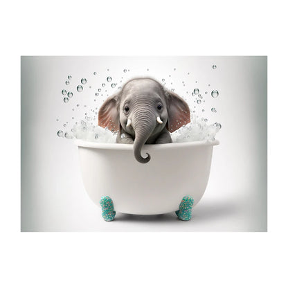 Cute Dog in Bathtub Wall Art Poster – Funny Puppy Canvas Print