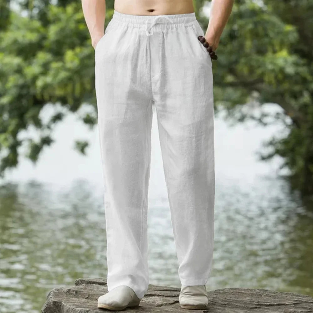 Men's Cotton Linen Pants – Loose Wide-Leg Summer Trousers