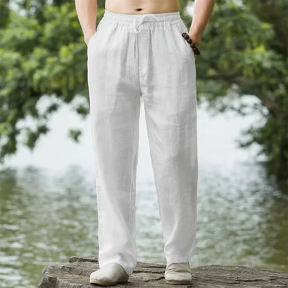 Men's Cotton Linen Pants – Loose Wide-Leg Summer Trousers