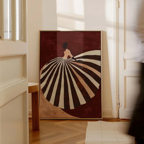 Abstract Striped Dress Wall Art Print – Dark Brown Poster