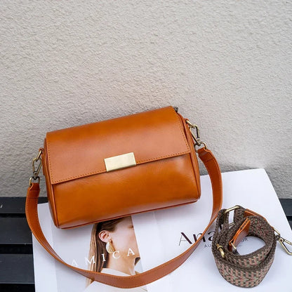 Genuine Leather Crossbody Bag – Women's Retro Shoulder Bag