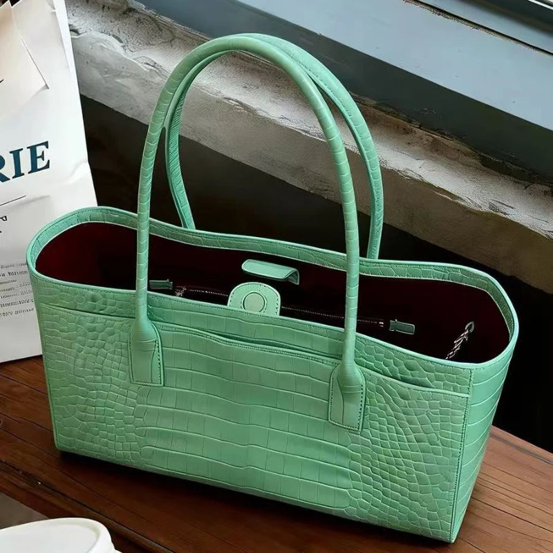 Luxury Crocodile Print Leather Bag