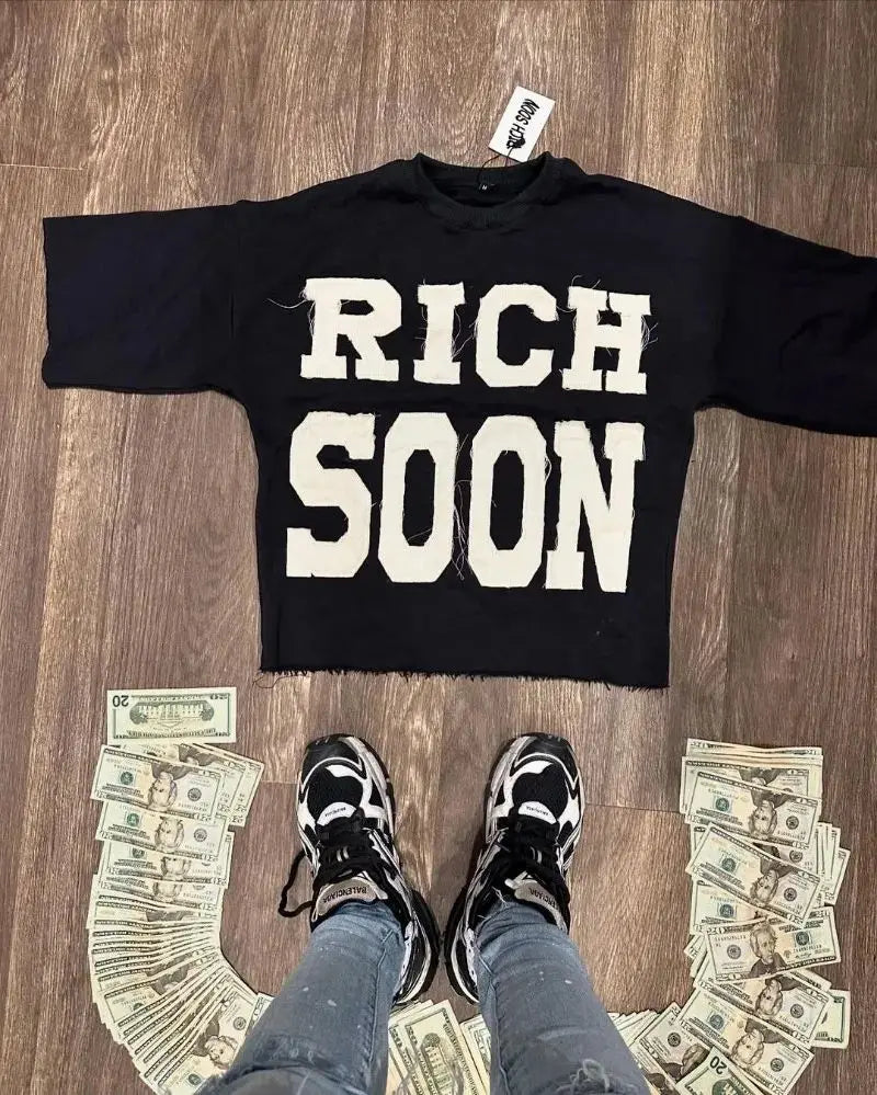 Oversized Letter Print T-Shirt Men – Y2K Streetwear Goth Punk Tee