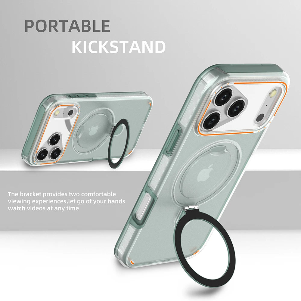 MagSafe Magnetic Ring Stand Matte Phone Case – iPhone 11 to 17 Series
