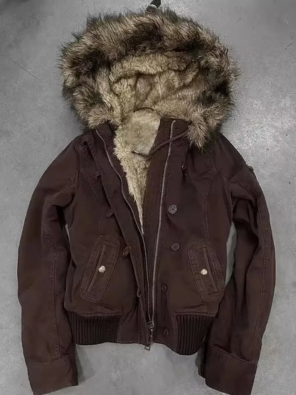 Fleece-Lined Hooded Jacket – Women's Faux Fur Trim Winter Coat