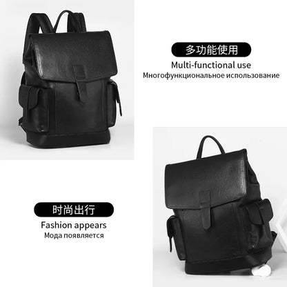 Genuine Leather Men's Backpack – 15" Laptop & Travel Bag