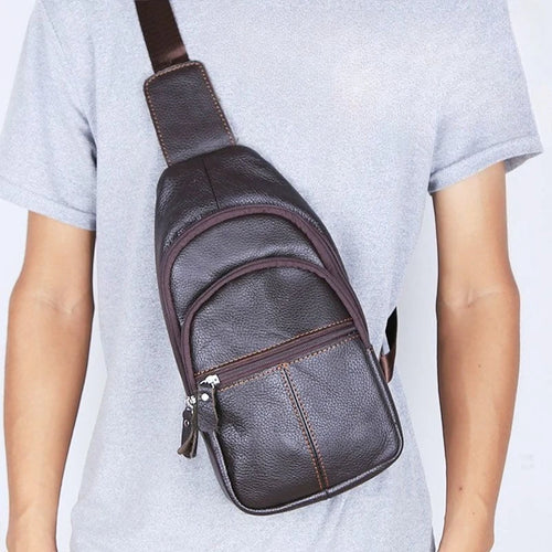Genuine Leather Crossbody Chest Bag for Men