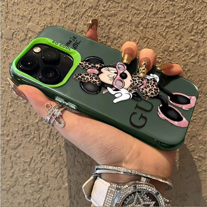 Leopard Print Minnie Mouse Phone Case for Samsung Galaxy S26 S25 S24 S23 S22 S21 S20
