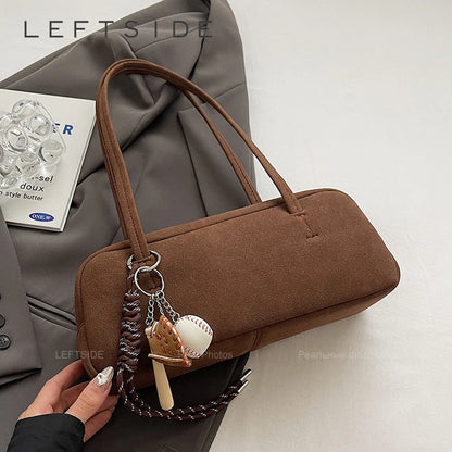 Leftside Women S Small Faux Suede Armpit Bag Winter Retro Underarm Shoulder Luxury Designer Handbags