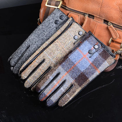 Men's Wool Tweed Touchscreen Winter Driving Gloves