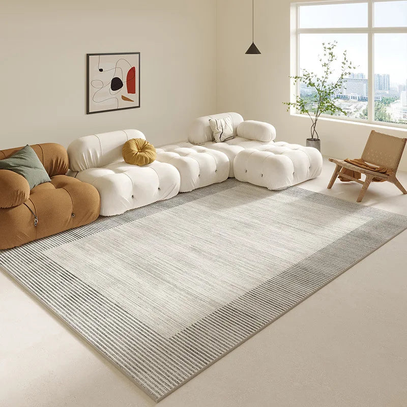Cream Abstract Area Rug – Light Luxury Living Room Carpet