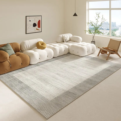 Cream Abstract Area Rug – Light Luxury Living Room Carpet
