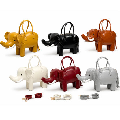 Creative Handbag Elephant Shape Shoulder Bag Pu Versatile Zipper Luxury Retro Casual Messenger
