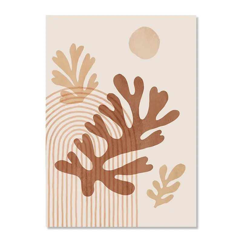 Boho Abstract Geometric Canvas Wall Art Print – Terracotta Beige Decor