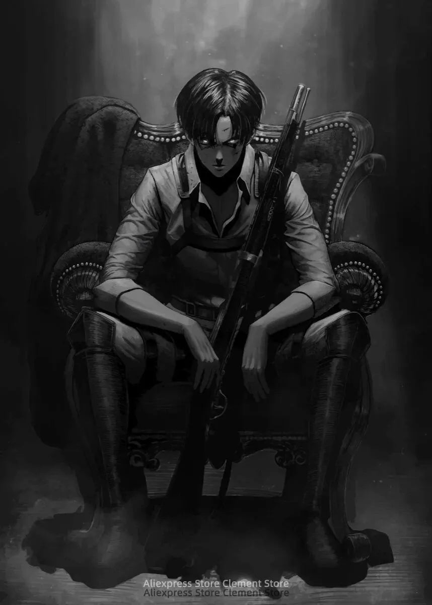Attack on Titan Anime Wall Art Poster – Levi Ackerman & Eren Yeager Canvas Print
