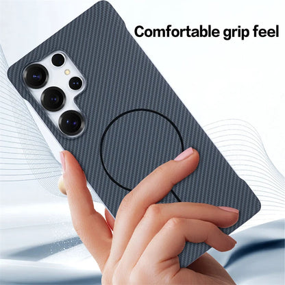 Samsung Galaxy Carbon Fiber MagSafe Case – Shockproof Kevlar Cover S25 S24 S23