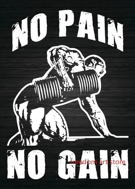 No Pain No Gain Gym Motivation Canvas Wall Art Print