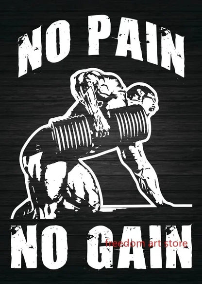 No Pain No Gain Gym Motivation Canvas Wall Art Print