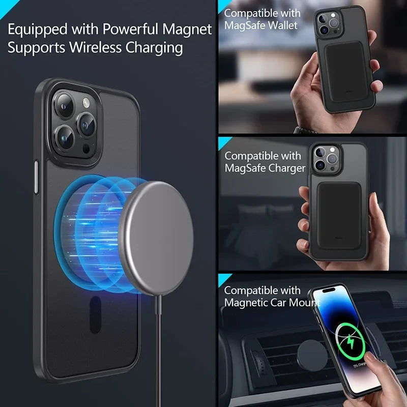 MagSafe Matte Translucent Shockproof iPhone Case – iPhone 11 to 17 Series