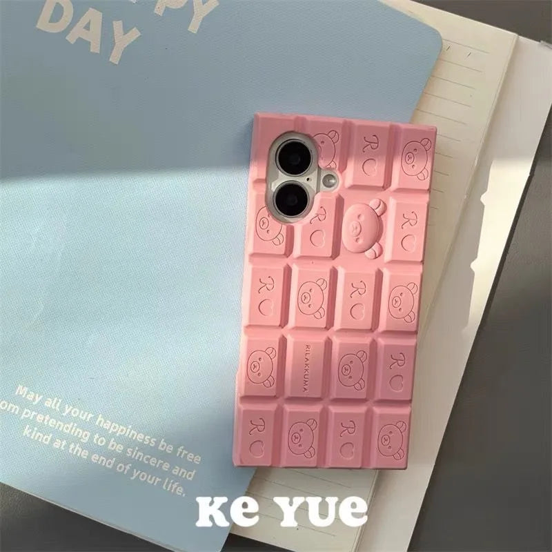Rilakkuma 3D Chocolate Bar iPhone Case – Cute Soft Silicone
