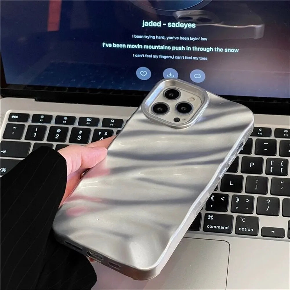 Electroplated 3D Wave iPhone Case for iPhone 17 / 16 / 15 / 14 / 13 / 12 / 11 Series