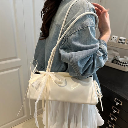 French Elegant Korean Bow Decoration Pu High-quality Square Bag