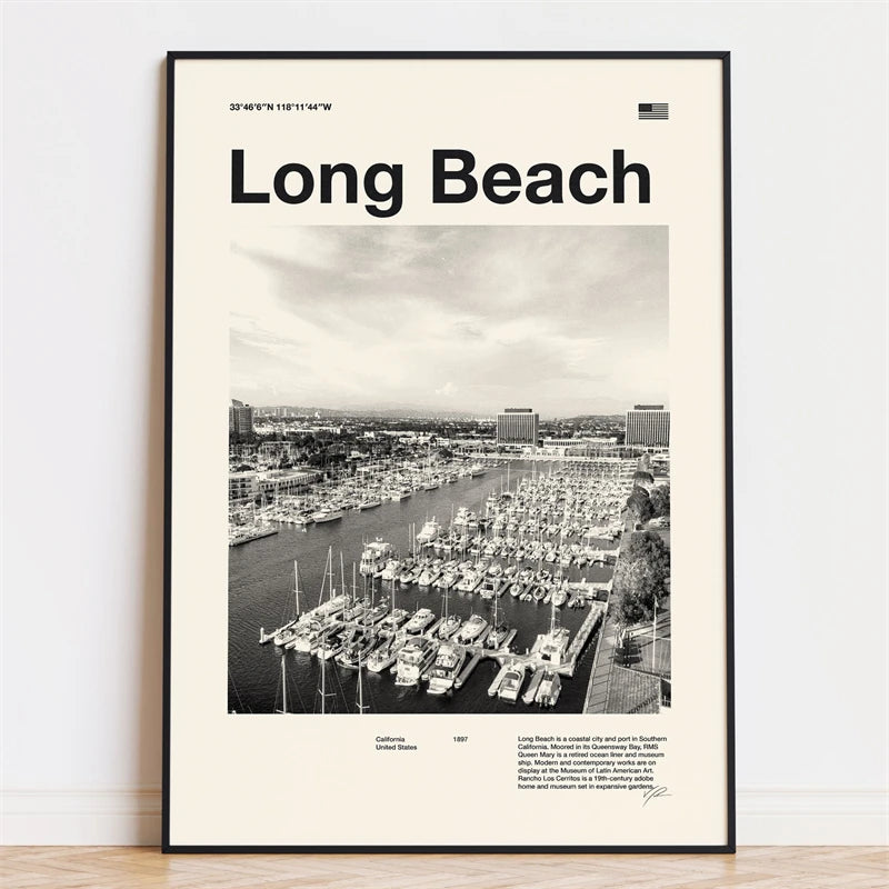 Retro City Poster – Mid-Century Modern Wall Art Print