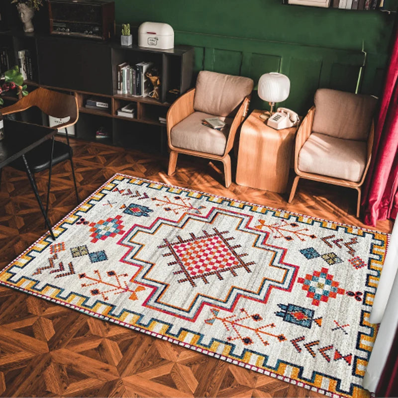 Bohemian Area Rug – Soft Non-Slip Ethnic Style Carpet, Machine Washable