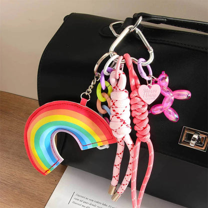 Fashion Leopard Starfish Keychain Cute Balloon Dog Leather Charm Women Maximalist Bag
