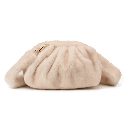 Winter Mink Fur Wrinkle Shoulder Crossbody Bags