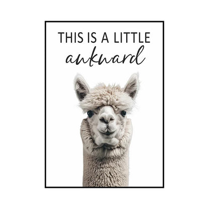 Funny Animal Bathroom Wall Art Poster – Cow, Donkey, Llama, Goat Print