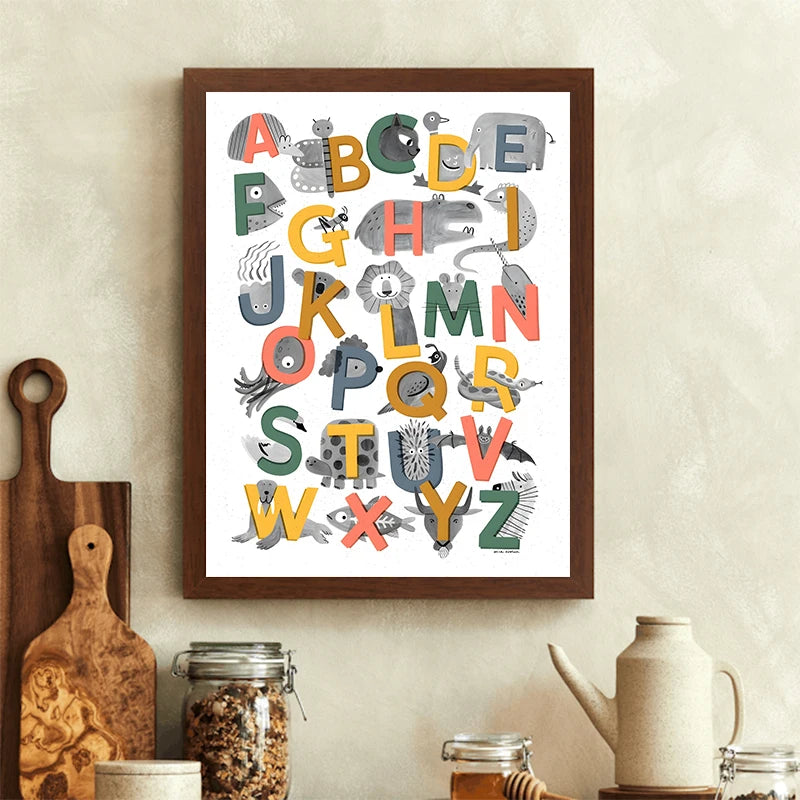 Dinosaur Alphabet Poster – Kids ABC Wall Art Print