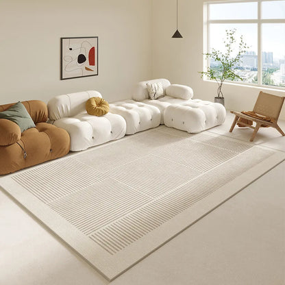 Cream Abstract Area Rug – Light Luxury Living Room Carpet