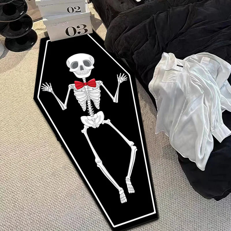 Gothic Skull Coffin Rug – Halloween Non-Slip Floor Mat