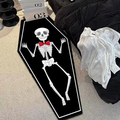 Gothic Skull Coffin Rug – Halloween Non-Slip Floor Mat