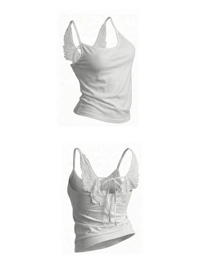 Y2K Angel Wings Vest & Denim Shorts Set – Punk Streetwear