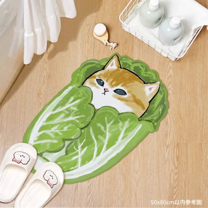 Cartoon Cat Shark Bath Mat – Non-Slip Absorbent Floor Rug