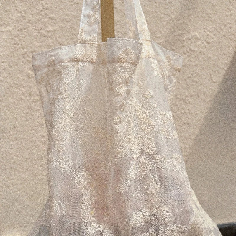 Handmade Embroidered Lace Op Bag European Organza Handbag