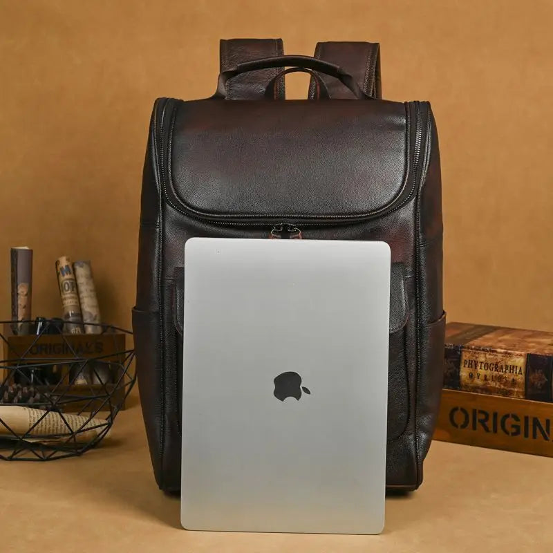 Vintage Cowhide Leather Backpack for Women | Retro Design