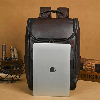 Vintage Cowhide Leather Backpack for Women | Retro Design